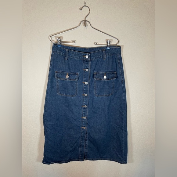 Shein Denim Button-Front Skirt - Picture 2 of 7